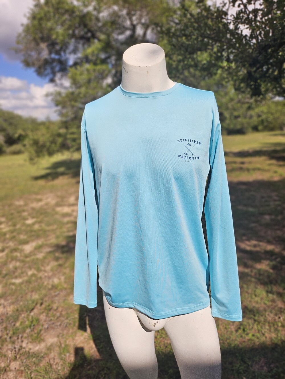 Quiksilver Light Aqua Waterman Collection Long Sleeve Polyester Shirt M